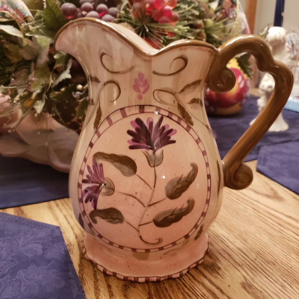 222 Fitth lbiza Flowers Pottery Large Pitcher - Picture 7 of 14